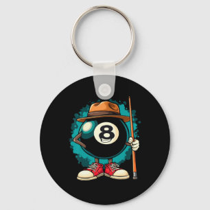 Cool 8 Ball Character Funny Billiards Keychain