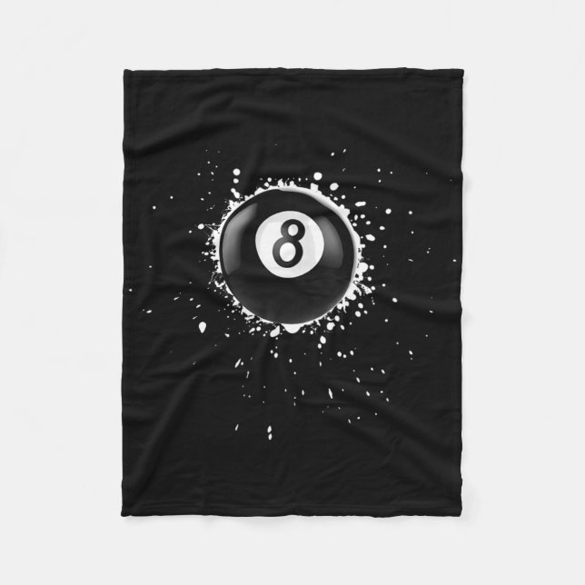 Cool 8-ball Eight Pool Billiards Paint Splatter Ei Fleece Blanket (Front)