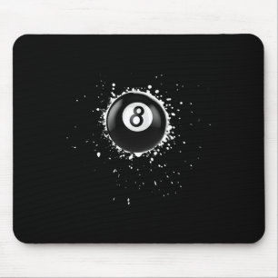 Cool 8-ball Eight Pool Billiards Paint Splatter Ei Mouse Pad