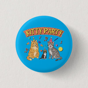 Cool 90s Cat Party 1990s Themed Kitty 1 Inch Round Button