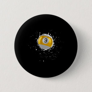 Cool 9-ball Nine Pool Billiards Paint Splatter Bil 2 Inch Round Button