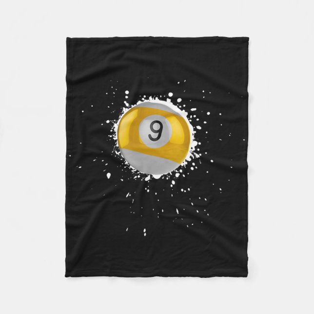 Cool 9-ball Nine Pool Billiards Paint Splatter Bil Fleece Blanket (Front)
