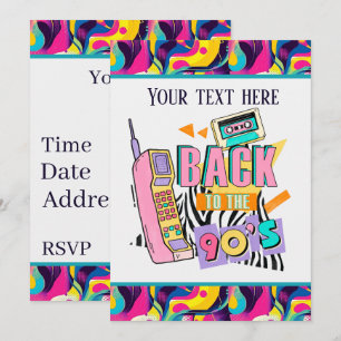 Cool 9o's retro party  invitation