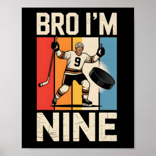 Cool 9th Birthday Ice Hockey Player Fan Sport Love Poster