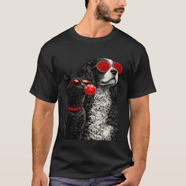 Cool A Cat and Dog Tshirt Fun Pet Lovers Graphic S (Front)