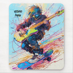 Cool Abstract anime skateboarder guitarist Mouse Pad