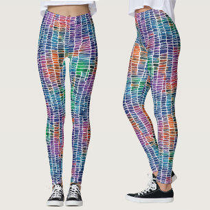 Cool Abstract Artsy Rainbow Watercolor Pattern Leggings