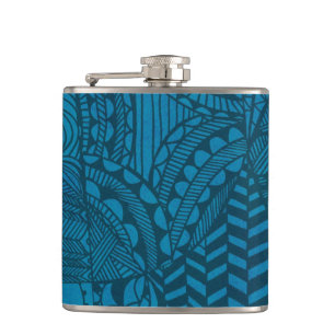 Cool Abstract Blue Pattern Hip Flask