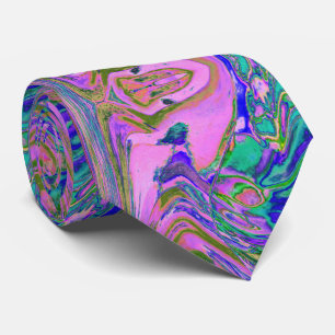 Cool Abstract Chartreuse and Hot Pink Groovy Retro Tie