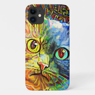 Cool Abstract Colourful Kitten Cat Feline Cat Love iPhone 11 Case