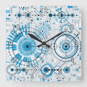Cool Abstract Engine Technology Square Wall Clock