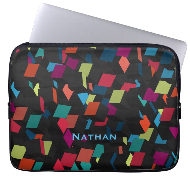 Cool Abstract Geometric Cube Pattern Personalized Laptop Sleeve (Front)