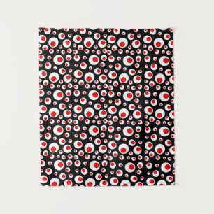 Cool Abstract Geometric Pattern Red White Circles Tapestry