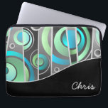 Cool Abstract Geometric Pattern with Monogram Laptop Sleeve<br><div class="desc">Protect your laptop or tablet device in style with a cool abstract geometric design that has a pop art appeal. A matching black curved band anchors the design and includes a personalized monogram that you can edit with your name or other text.</div>