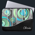 Cool Abstract Geometric Pattern with Monogram Laptop Sleeve<br><div class="desc">Protect your laptop or tablet device in style with a cool abstract geometric design that has a pop art appeal. A matching black curved band anchors the design and includes a personalized monogram that you can edit with your name or other text.</div>