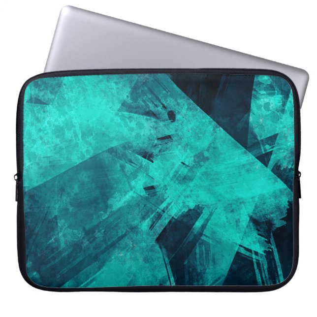 Cool Abstract Jagged Blue Art Laptop Sleeve (Front)