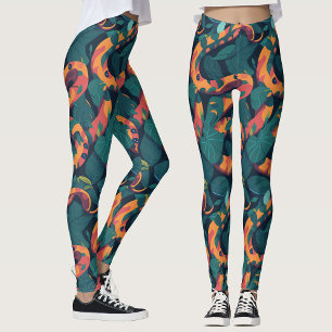 Cool Abstract Jungle Colorful Snakes Pattern  Leggings