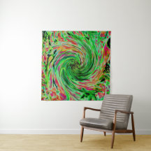 Cool Abstract Lime Green and Black Floral Swirl