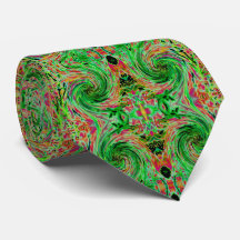 Cool Abstract Lime Green and Black Floral Swirl