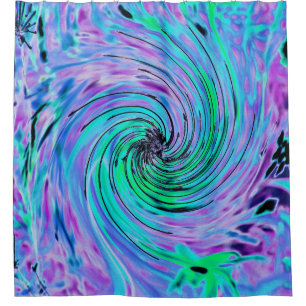Cool Abstract Lime Green and Purple Floral Swirl