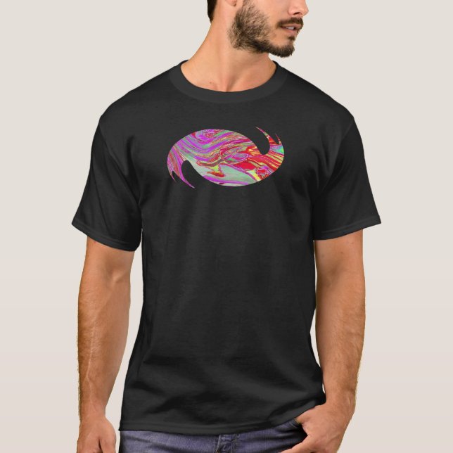 Cool Abstract Magenta and Red Retro Art T-Shirt (Front)