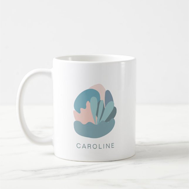 Cool Abstract Modernism in Blue Personalized Coffee Mug (Left)