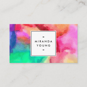 Cool Abstract Multi-colour Watercolors II Business Card