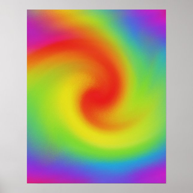 Cool Abstract Rainbow Wave Art Poster (Front)