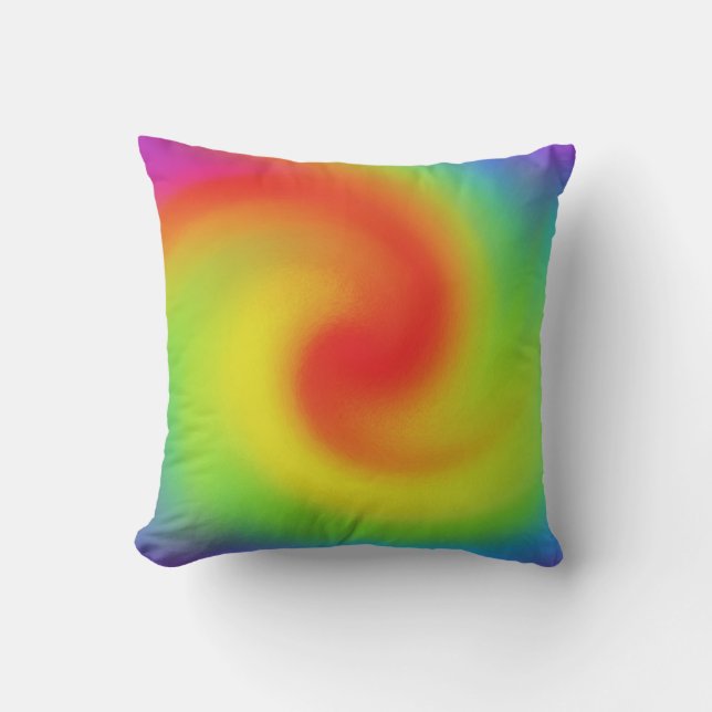 Cool Abstract Rainbow Wave Art Throw Pillow (Front)