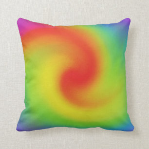Cool Abstract Rainbow Wave Art Throw Pillow