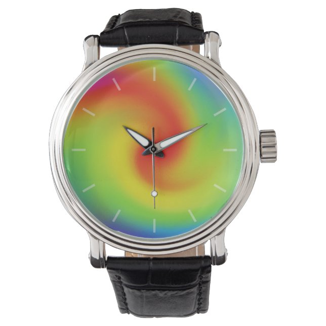 Cool Abstract Rainbow Wave Art Watch (Front)