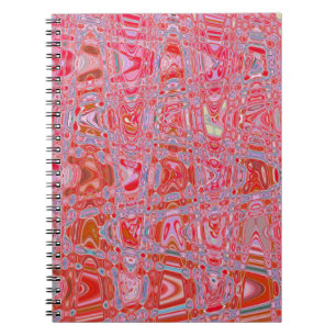 Cool Abstract Red and Pink Retro Zigzag Waves Notebook
