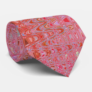 Cool Abstract Red and Pink Retro Zigzag Waves Tie