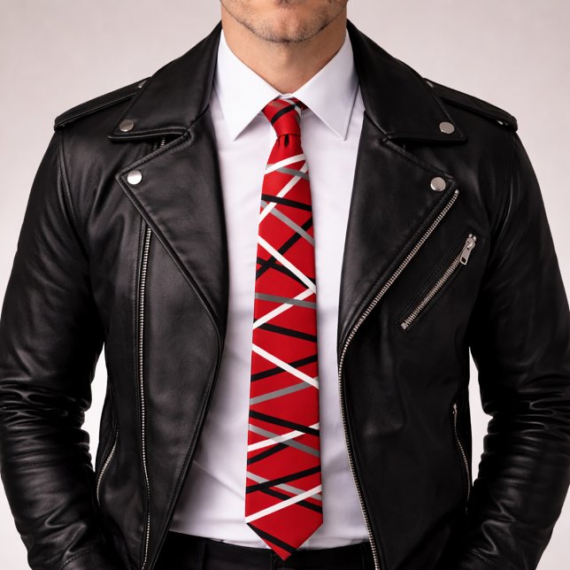 Cool Abstract Red Striped Guitar  Tie (Creator Uploaded)