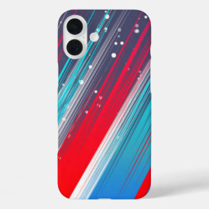 Cool Abstract Red White Blue Brush Strokes iPhone 16 Plus Case
