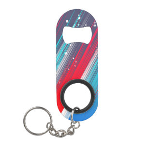 Cool Abstract Red White Blue Brush Strokes Keychain Bottle Opener