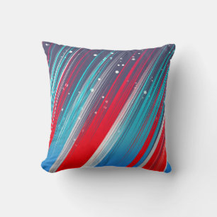 Cool Abstract Red White Blue Brush Strokes Throw Pillow