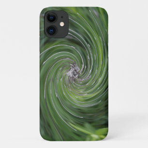 Cool Abstract Retro Chartreuse Green Floral Swirl iPhone 11 Case