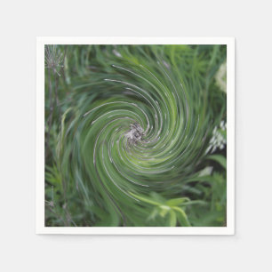 Cool Abstract Retro Chartreuse Green Floral Swirl Napkin
