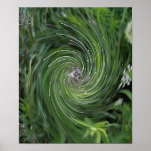 Cool Abstract Retro Chartreuse Green Floral Swirl Poster