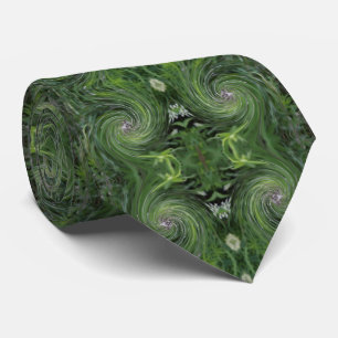 Cool Abstract Retro Chartreuse Green Floral Swirl Tie