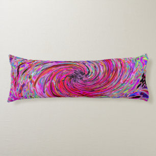 Cool Abstract Retro Hot Pink and Red Floral Swirl Body Pillow