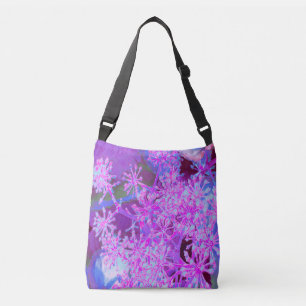 Cool Abstract Retro Nature in Hot Pink and Purple Crossbody Bag