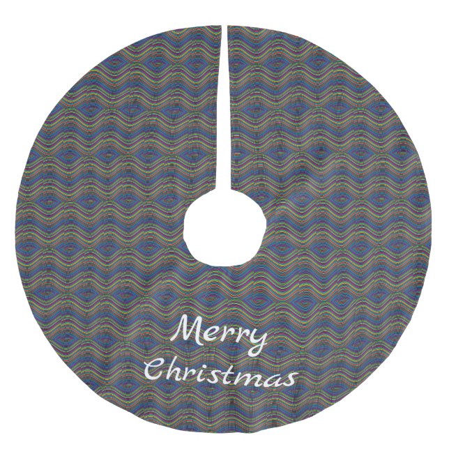 Cool Abstract Vertical Wavy line Art Thunder_Cove Brushed Polyester Tree Skirt (Front)