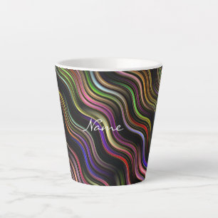 Cool Abstract Vertical Wavy line Art Thunder_Cove Latte Mug