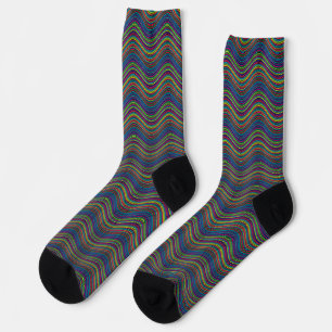 Cool Abstract Wavy line art Thunder_Cove Socks