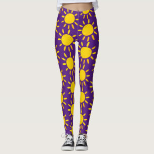 Cool Abstract Yellow Summer Sun Pattern Purple Leggings