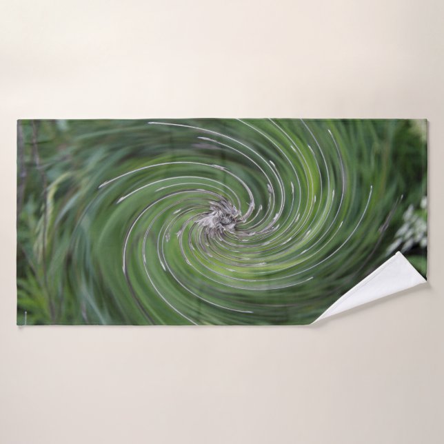 Cool Abstrait Retro Chartreuse Green Floral Swirl (Serviette de bain)