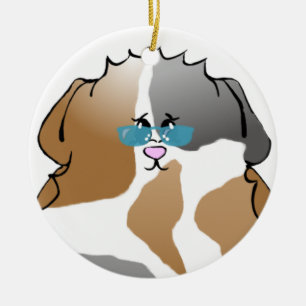 Cool Abyssinian Guinea Pig in Sunglasses Ceramic Ornament