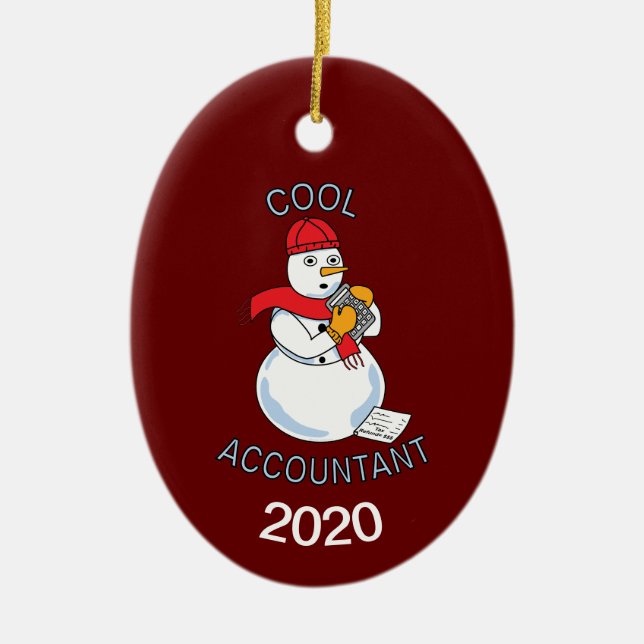 Cool Accountant Snowman Ceramic Ornament (Front)